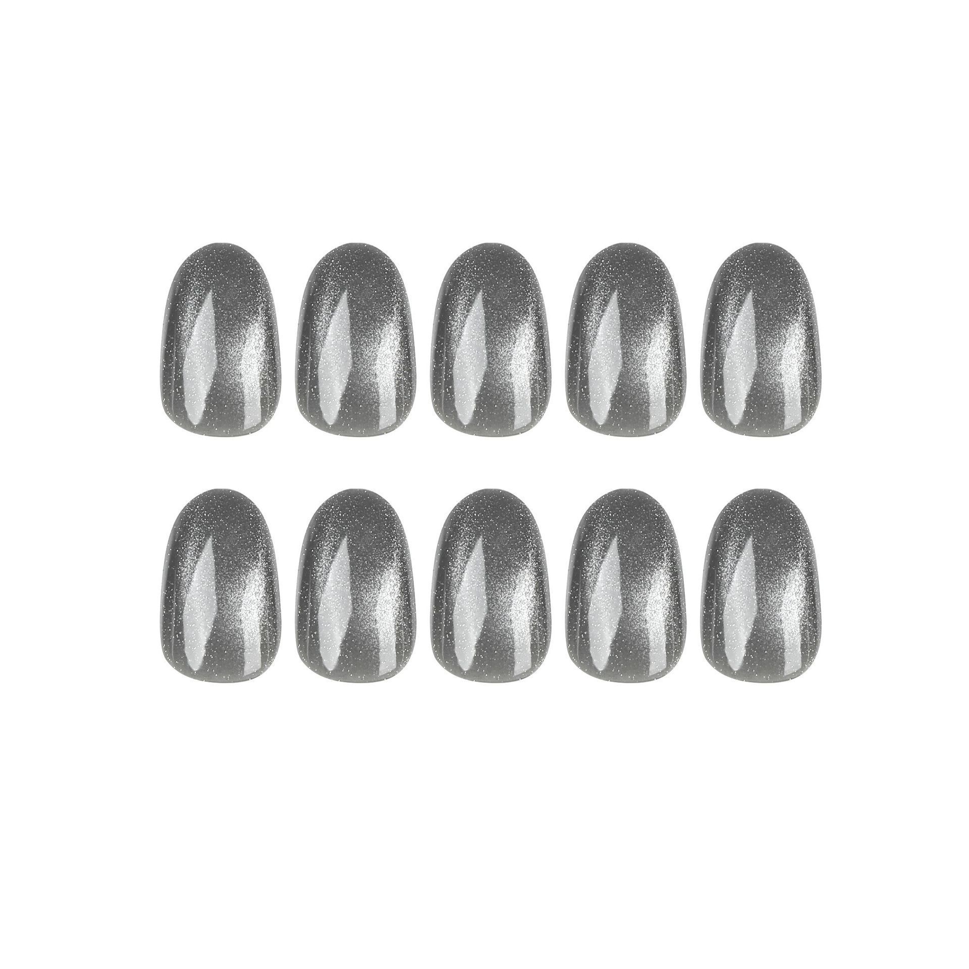 Cat Eye Press on Nails grey Coffin False Nails Artificial Fingernails Acrylic Nai l Supplies Fake Nails Wholesale Price