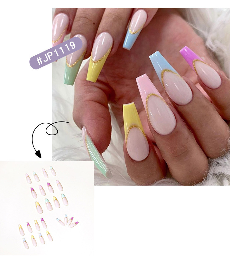 Rainbow French Series Wearable Manicure Nail Patch Removable acrylic nail kit professional full set beauty products