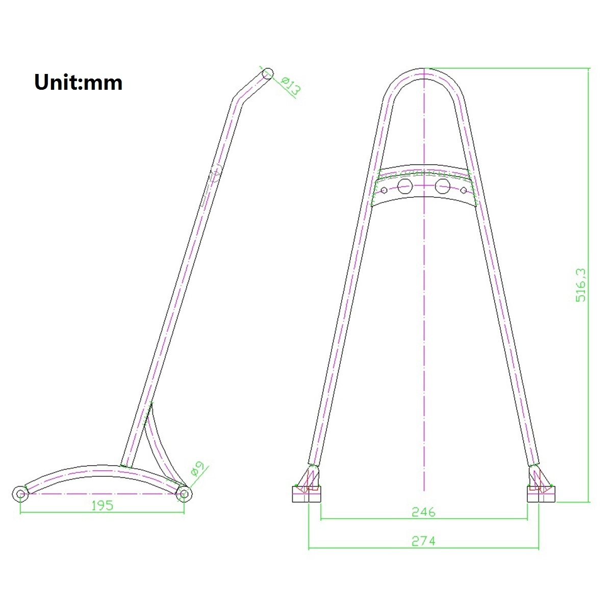 Motorcycle Detachable Tall Sissy Bar Bracket Passenger Pad Backrest for Harley Sportster 1200 Iron 883 Forty-Eight  2004-up