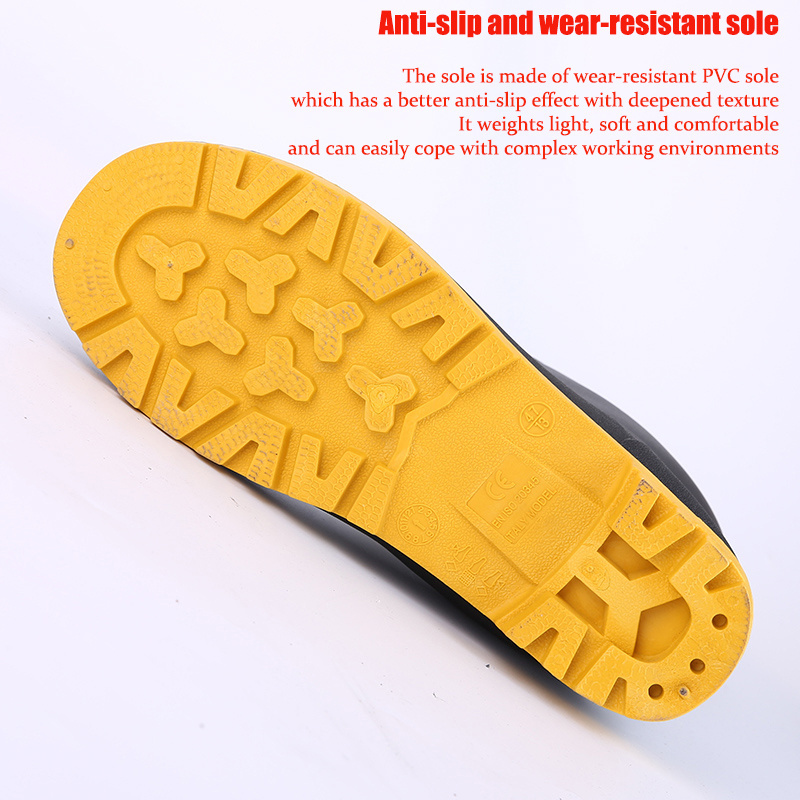 Steel Toe And Sole Anti Slippery Waterproof Quality  No Slip Safety Plastic PVC Waterproof Agriculture Rain Boots Men