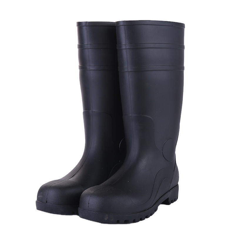 Steel Toe And Sole Anti Slippery Waterproof Quality  No Slip Safety Plastic PVC Waterproof Agriculture Rain Boots Men