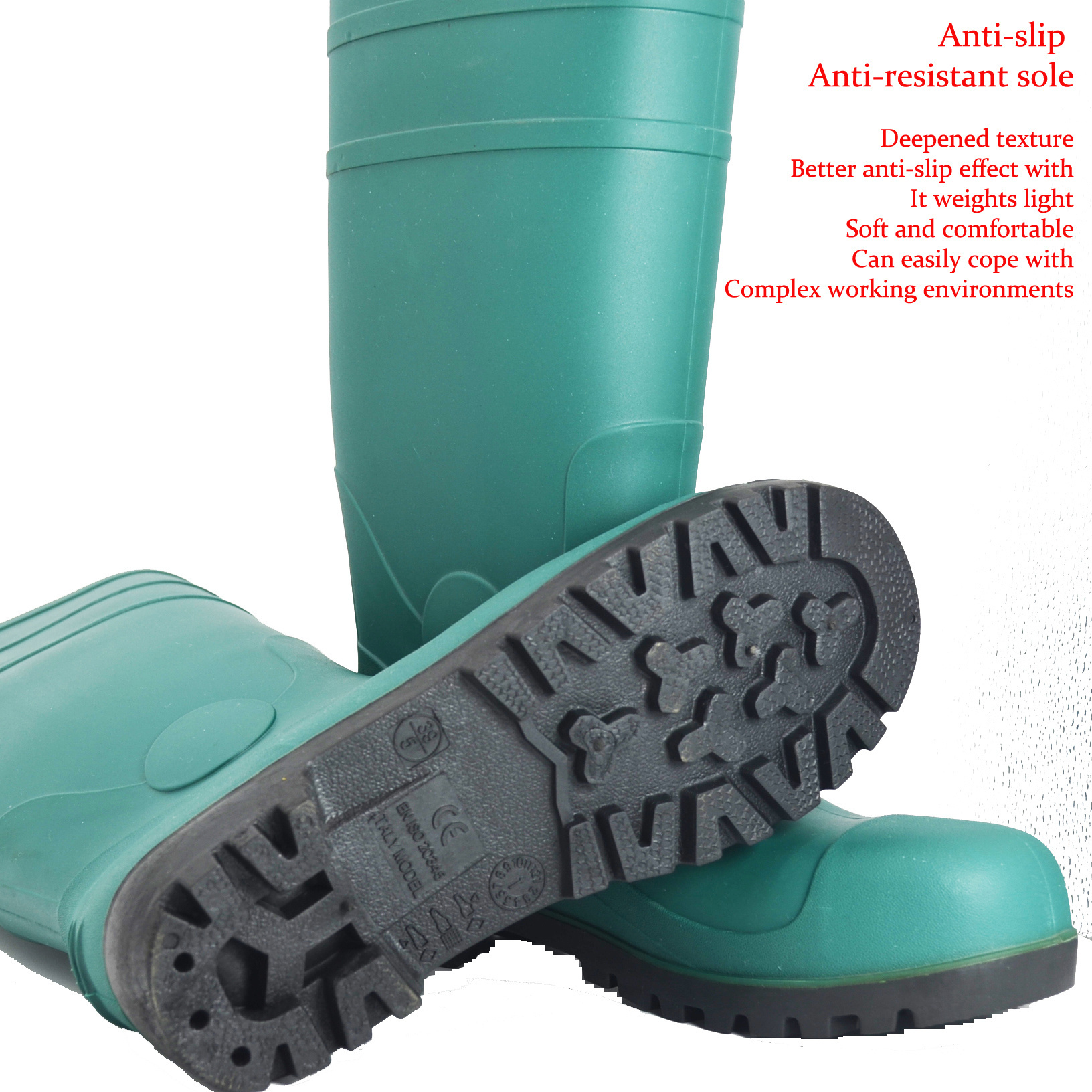 Steel Toe And Sole Anti Slippery Waterproof Quality  No Slip Safety Plastic PVC Waterproof Agriculture Rain Boots Men