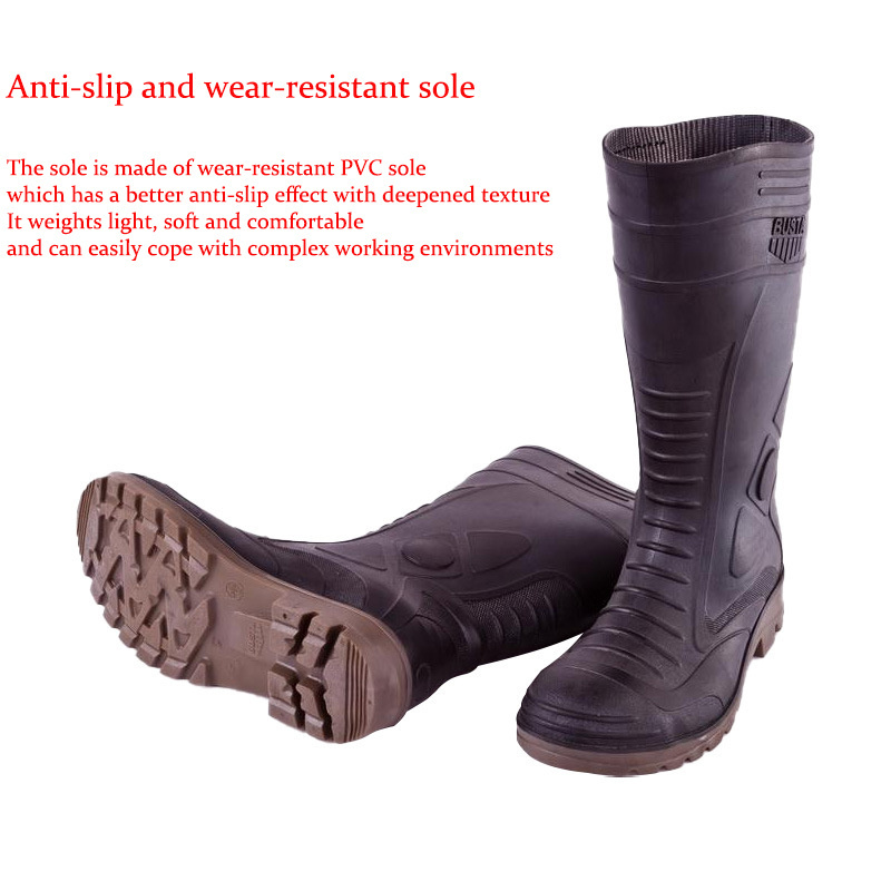 2022  Fist Item  From  15 Years OEM ODM Factory Selling PVC Steel Toe Steel Plate Safety Rain Boot Tall