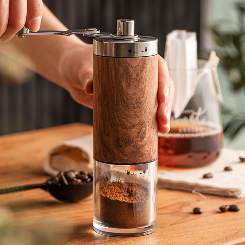 Stainless Steel Portable Manual Coffee Grinder with Adjustable Ceramic Burr & Clean Brush Coffee Tools