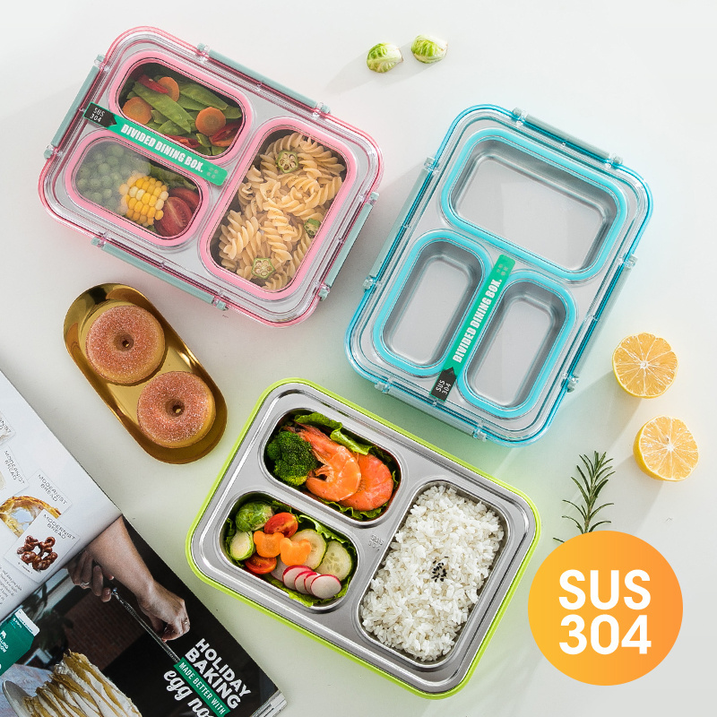 Custom Logo Portable Leakproof Stainless Steel Bento Lunch Box