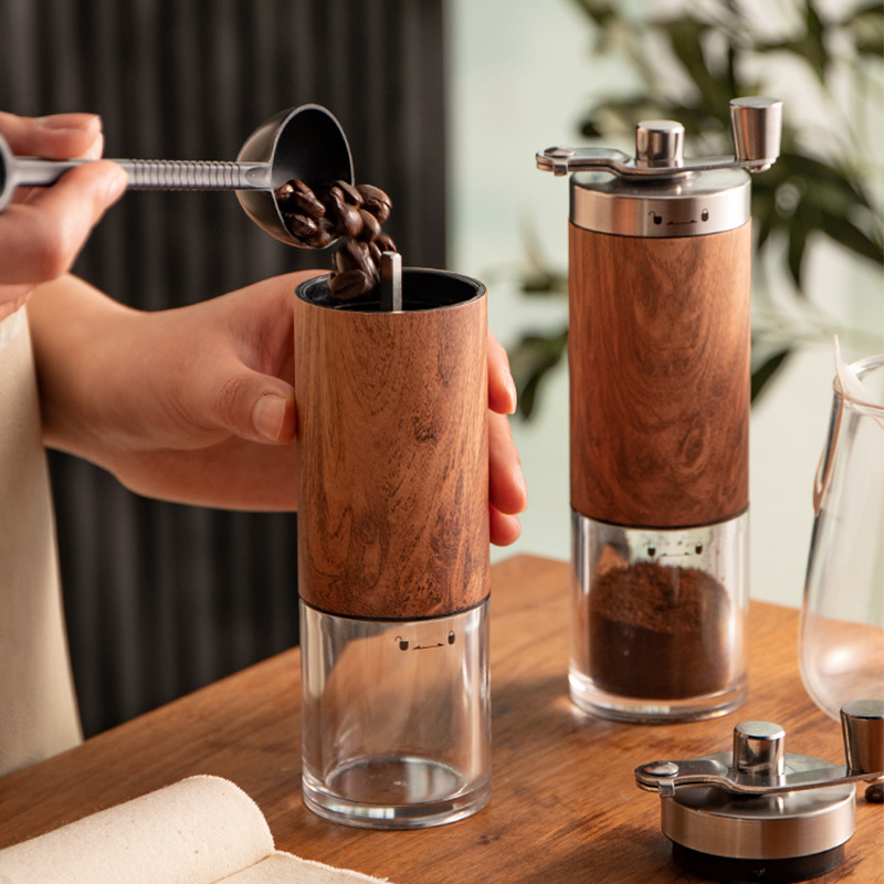 Stainless Steel Portable Manual Coffee Grinder with Adjustable Ceramic Burr & Clean Brush Coffee Tools