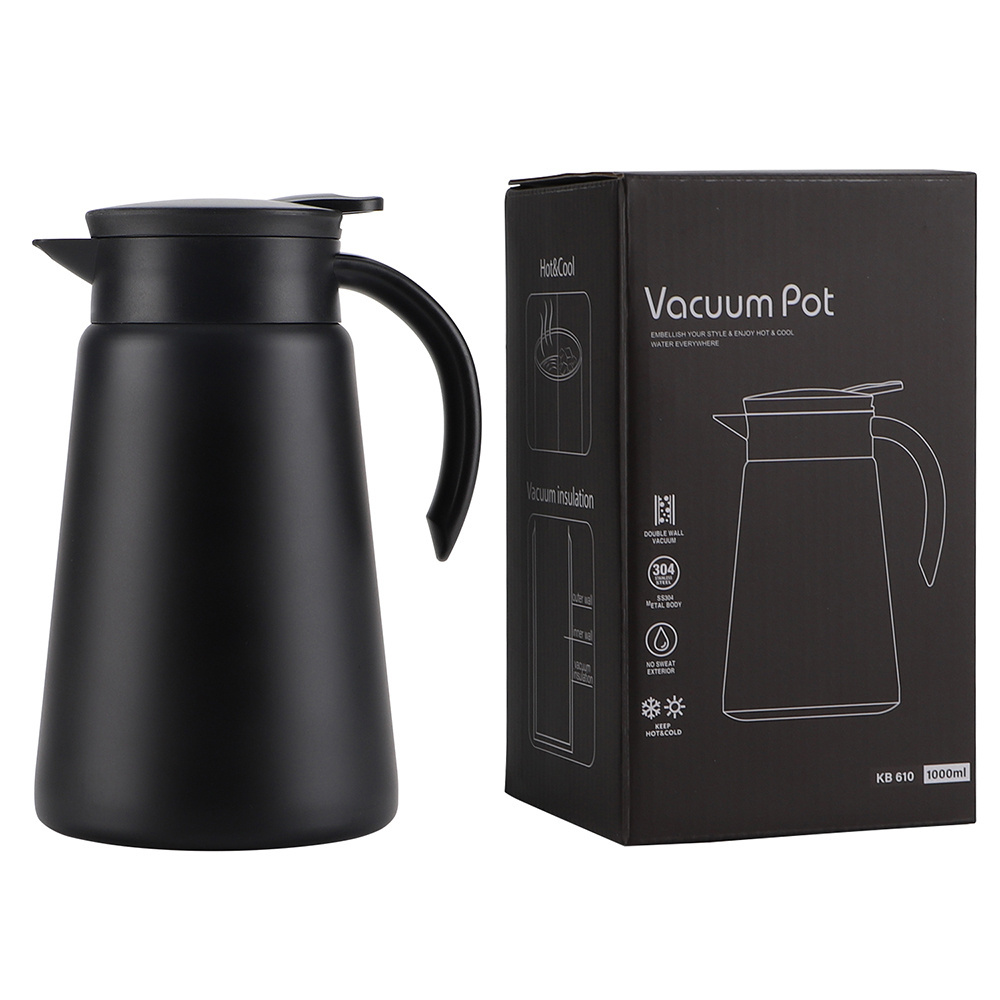 304 Stainless Steel Double Wall Insulated Office Thermos Tea Coffee Pot with Customized Logo Carafe