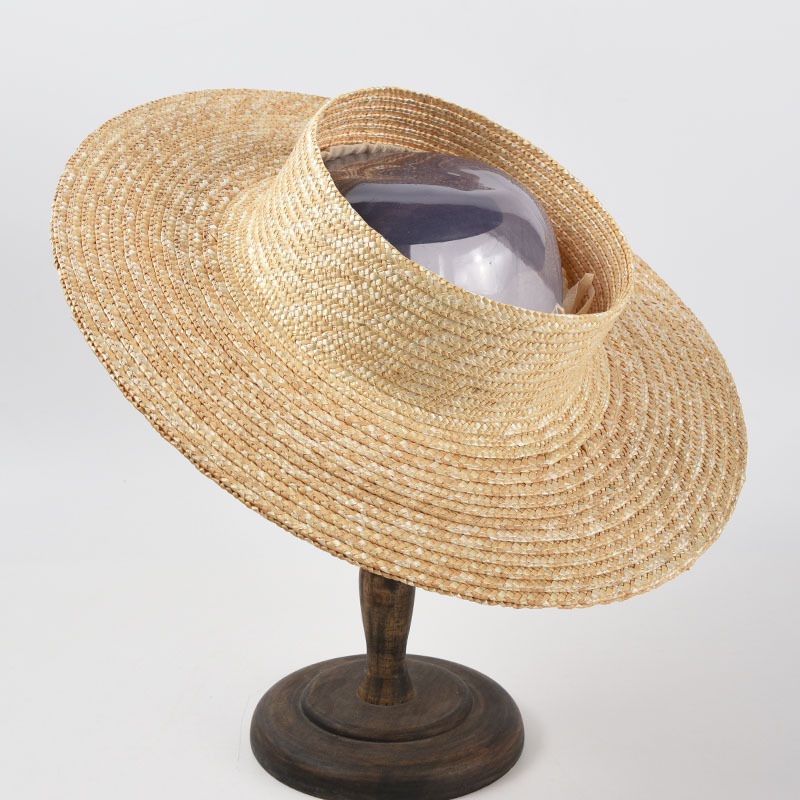 Hawaii Honolulu Summer Natural Langya Bulrush Straw Stripe Open Top Crown Crownless Handmade Luxury Straw Hat