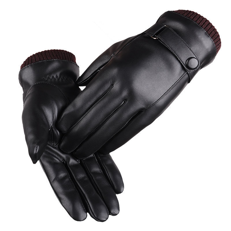 Winter PU Touch Screen Gloves Waterproof Thermal Gloves Cycling Outdoor Leather Gloves Mittens For Men Women