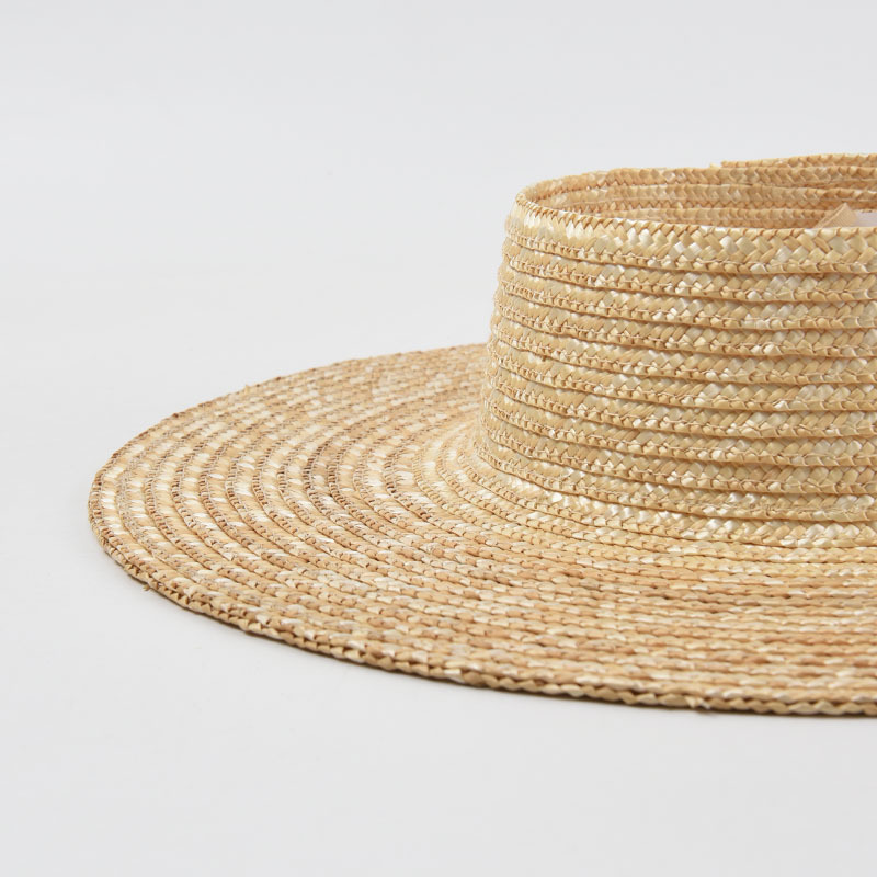 Hawaii Honolulu Summer Natural Langya Bulrush Straw Stripe Open Top Crown Crownless Handmade Luxury Straw Hat