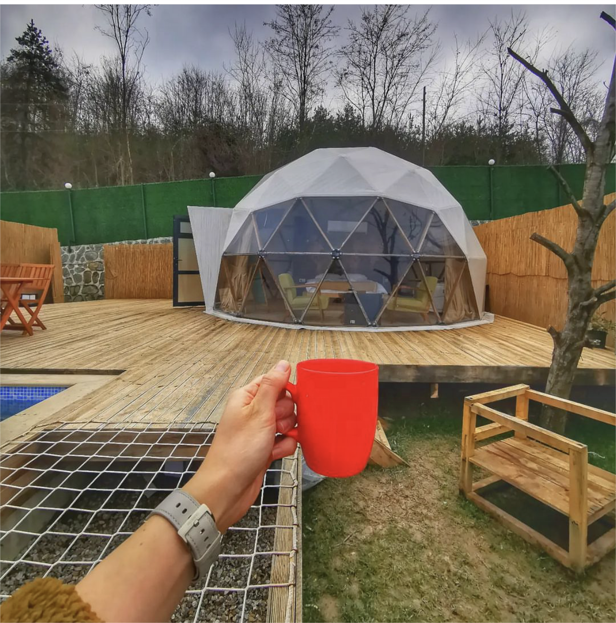 clear igloo glass house Dome tent geodesic glamping outdoor camping for restaurant dining glamping with bathroom