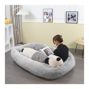 Jhome Pet Luxury 3D Memory Orthopedic Foam Human Sized Bed Waterproof Plush Giant Dog Bed with Removable Washable Cover