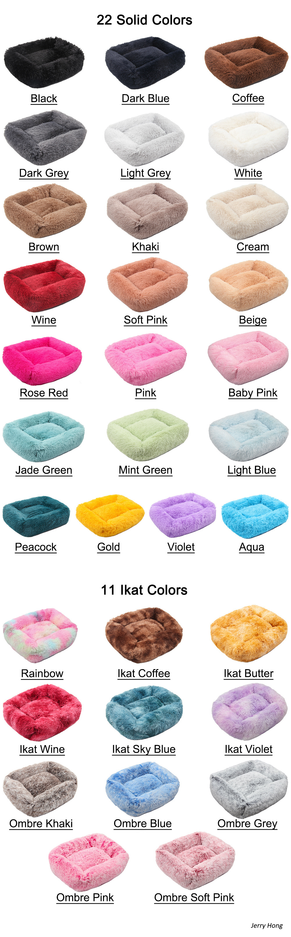 Jhome Pets Dropshipping Faux Fur Ultra Soft Rectangle Dog Bed Calming Fluffy Comfy Luxury Pet Bed Oblong Warm Washable Indoor