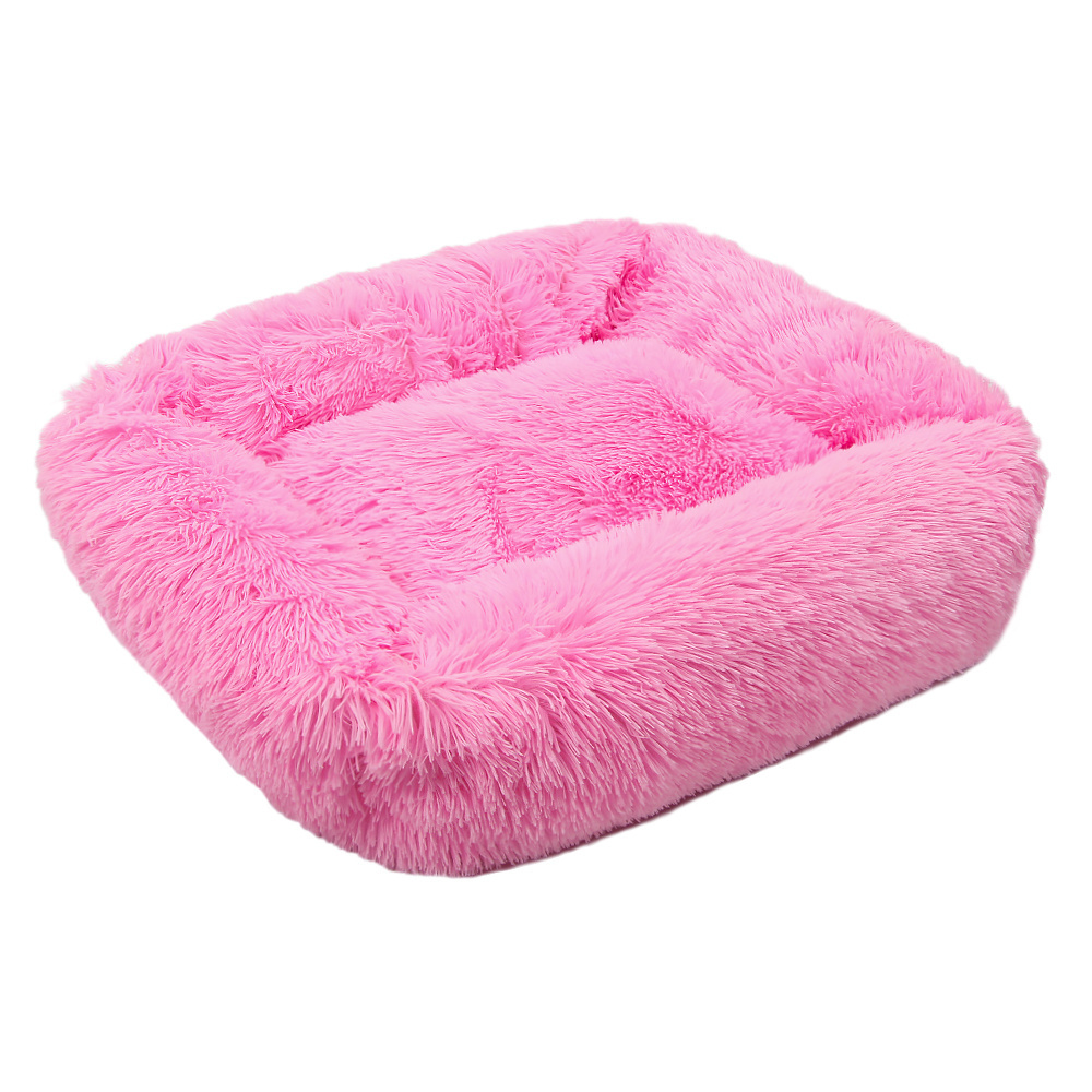 Jhome Pets Dropshipping Faux Fur Ultra Soft Rectangle Dog Bed Calming Fluffy Comfy Luxury Pet Bed Oblong Warm Washable Indoor