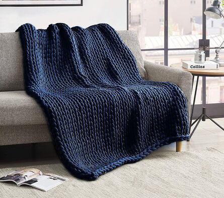 OEM Manufacturer Weighted Polyester Super Cozy Chenille Yarn Throw Chunky Knit Blanket