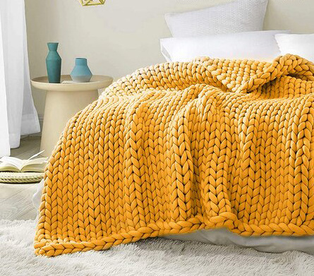 OEM Manufacturer Weighted Polyester Super Cozy Chenille Yarn Throw Chunky Knit Blanket