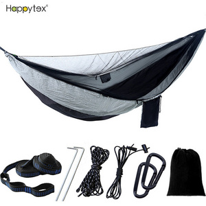 210T Nylon Lightweight Portable Travel Camping Hammock With Logo & Mosquito Net for Outdoor Hiking Backpacking Beach Adventure