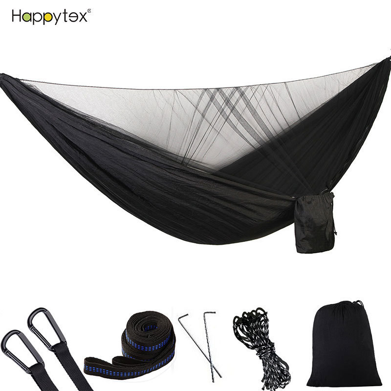 210T Nylon Lightweight Portable Travel Camping Hammock With Logo & Mosquito Net for Outdoor Hiking Backpacking Beach Adventure