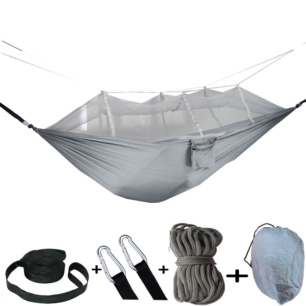 Nylon Portable Outdoor 2 Person Folding Double Hanging Ultralight Hammock Tent Camping Waterproof With Mosquito Net For Hiking