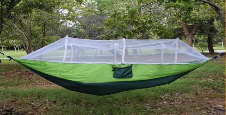 Hot Selling Two Person Nylon Portable Outdoor Folding Double Hanging Ultralight Royal Hammock With Mosquito Net For Travel