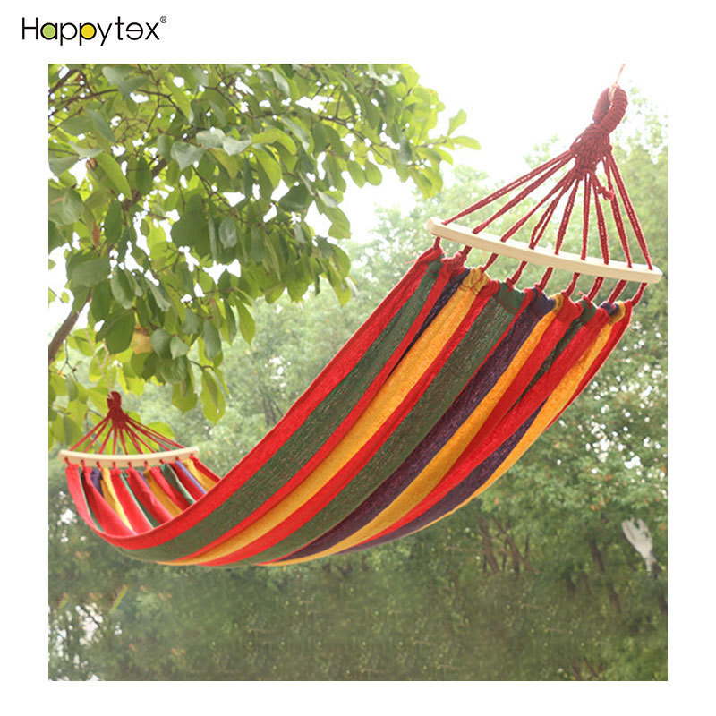 Cheap Portable Outdoor Hammock Rainbow Garden Sports Home Travel Camping Swing Canvas Stripe Hang Bed Aerial Hammock For Outdoor