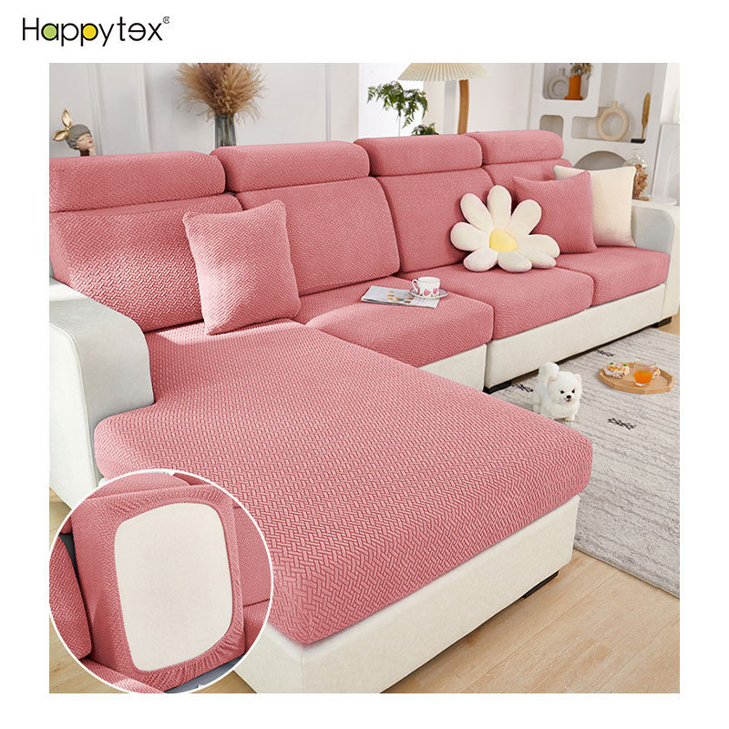 Anti-Slip Spandex L Shaped Chaise Lounge Sectional Sofa Covers Elastic Stretch Three-Seat Sofa Furniture Protector Cover