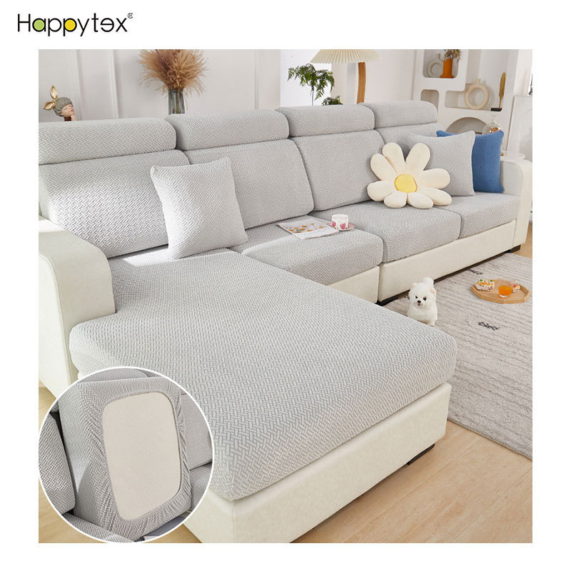 Anti-Slip Spandex L Shaped Chaise Lounge Sectional Sofa Covers Elastic Stretch Three-Seat Sofa Furniture Protector Cover