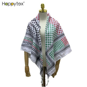 Whosale hot sale unisex palestinian kufiya flag scarves square arafat hatta 100% cotton shemagh keffiyeh arab scarf for women