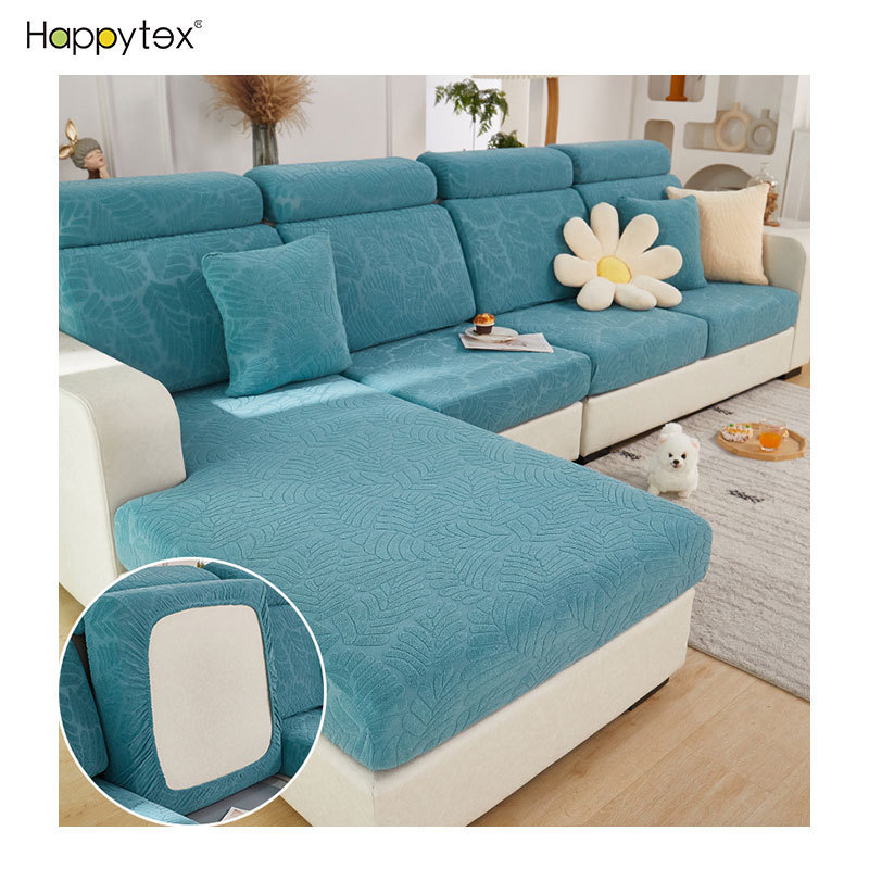 Anti-Slip Spandex L Shaped Chaise Lounge Sectional Sofa Covers Elastic Stretch Three-Seat Sofa Furniture Protector Cover