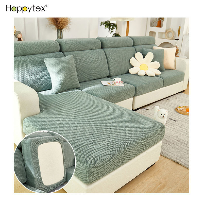 Furnture Protector Couch Cushion Soft Elastic L Shaped Chaise Lounge Sectional Sofa Cover Design With Elastic Bottom