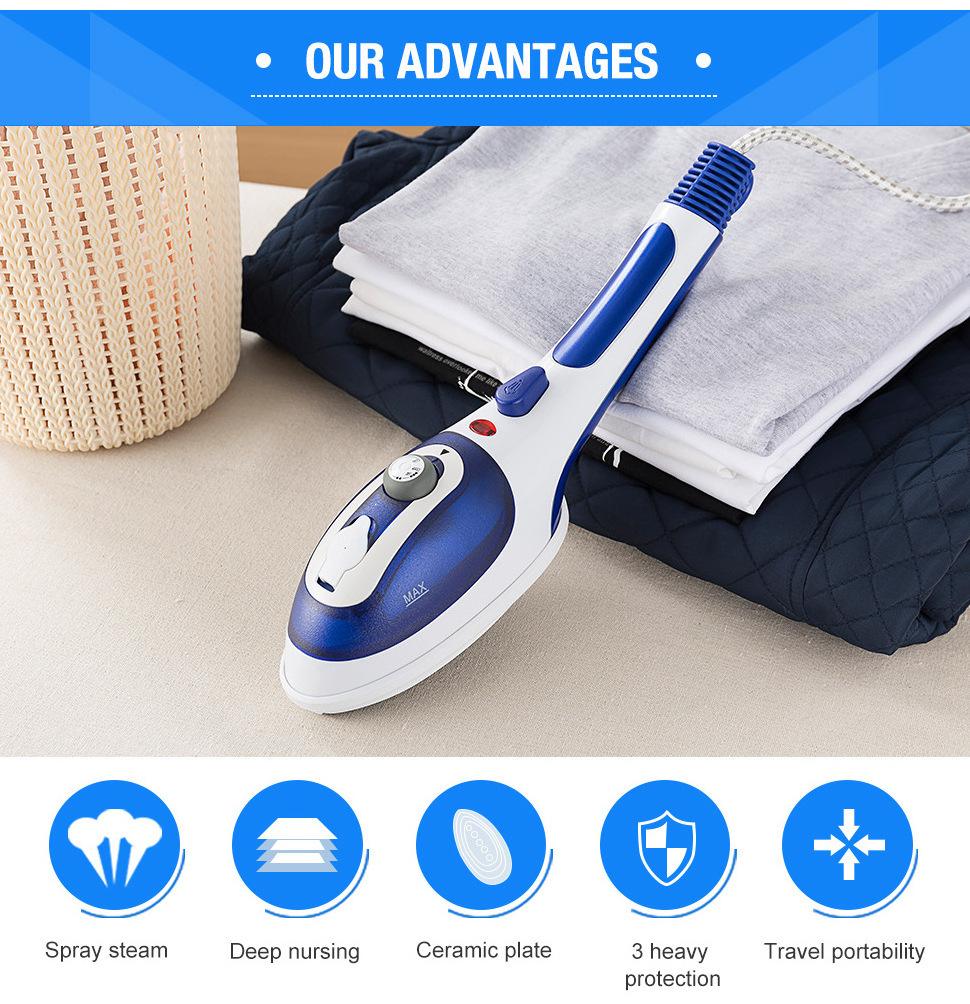 Portable Handheld Garment Ceramic Bottom Plate Iron With Electric Steam Generator And Manual Water Easy Use For Home Travel