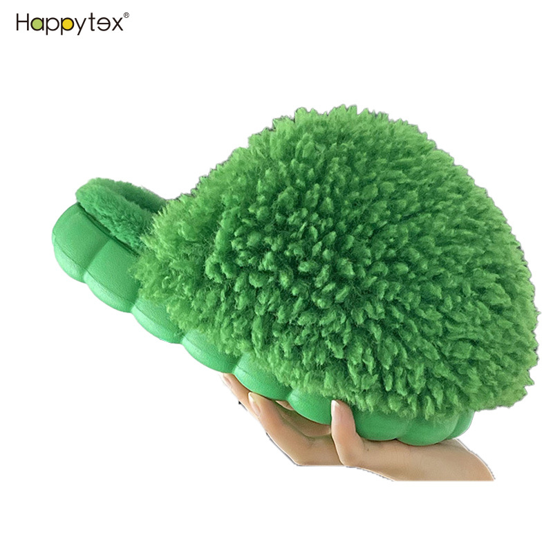 2022 Fashion Fluffy Closed Toe Big Green Fur Slides Designer Slippers Women Famous Brands Bed Slippers For Home House