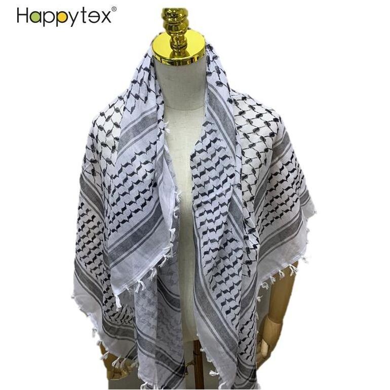 Whosale hot sale unisex palestinian kufiya flag scarves square arafat hatta 100% cotton shemagh keffiyeh arab scarf for women