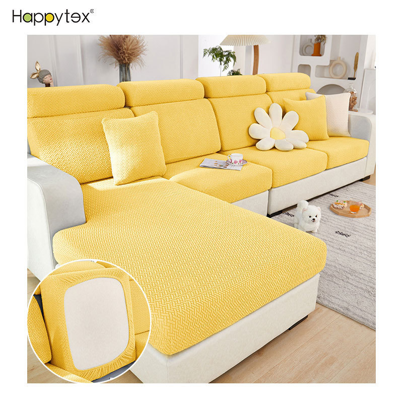 Furnture Protector Couch Cushion Soft Elastic L Shaped Chaise Lounge Sectional Sofa Cover Design With Elastic Bottom