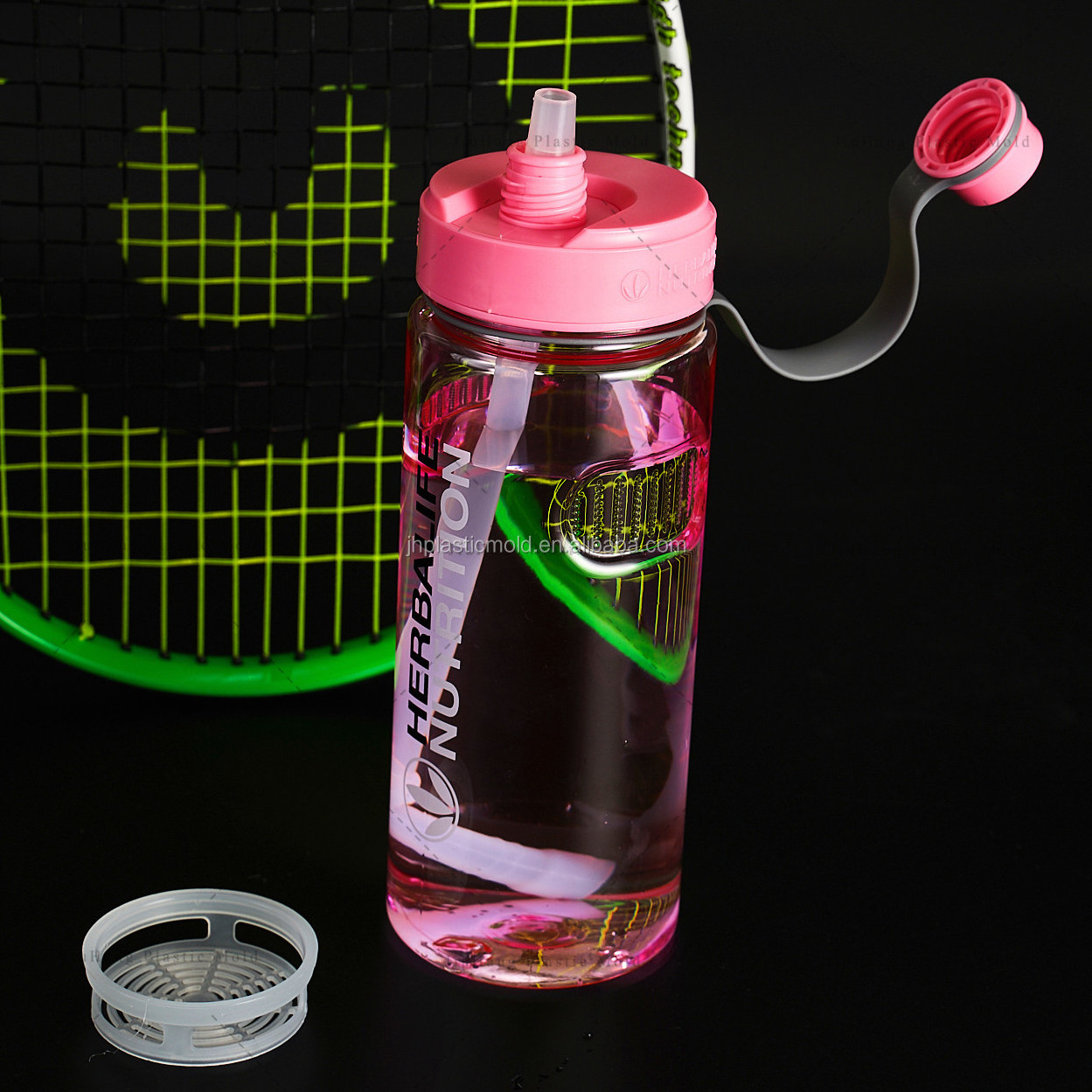 35oz /1L  plastic water sport bottle with straw lid & filter 24 shaker herba life Nutrition water bottles 1000ml