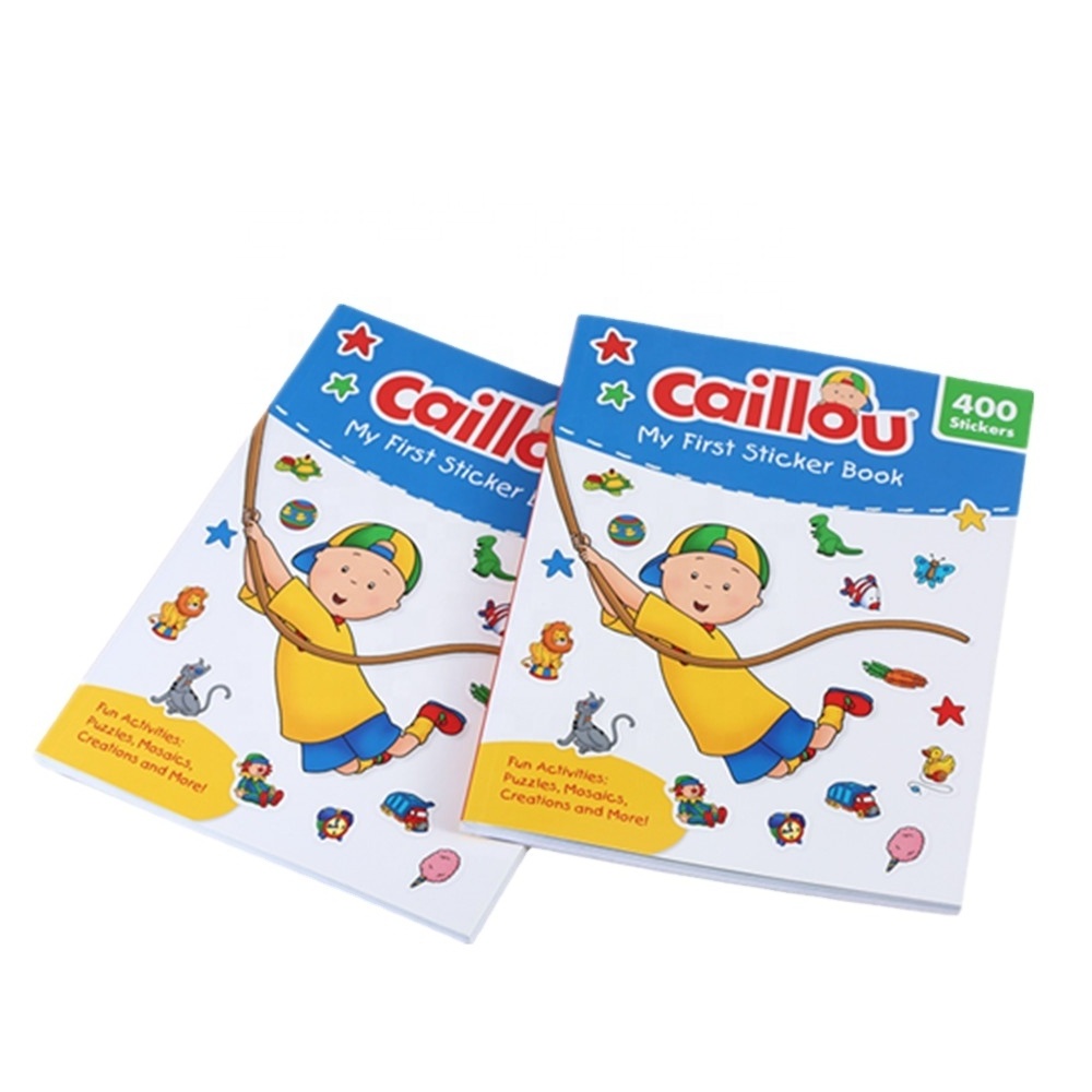 Child coloring book with cartoon stickers custom children cartoon sticker book printing