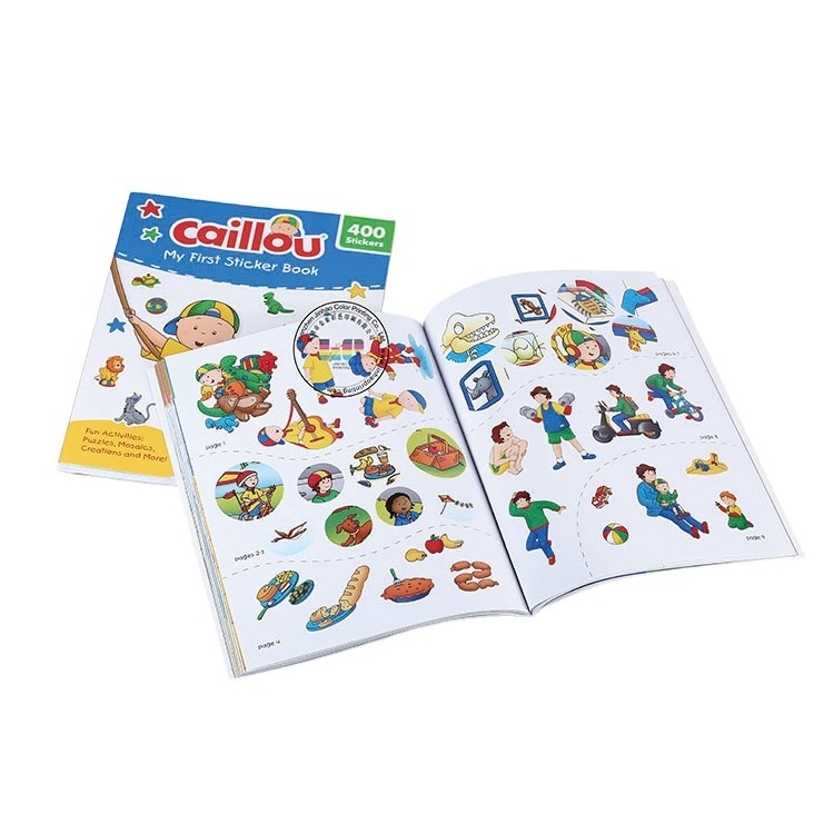 Child coloring book with cartoon stickers custom children cartoon sticker book printing