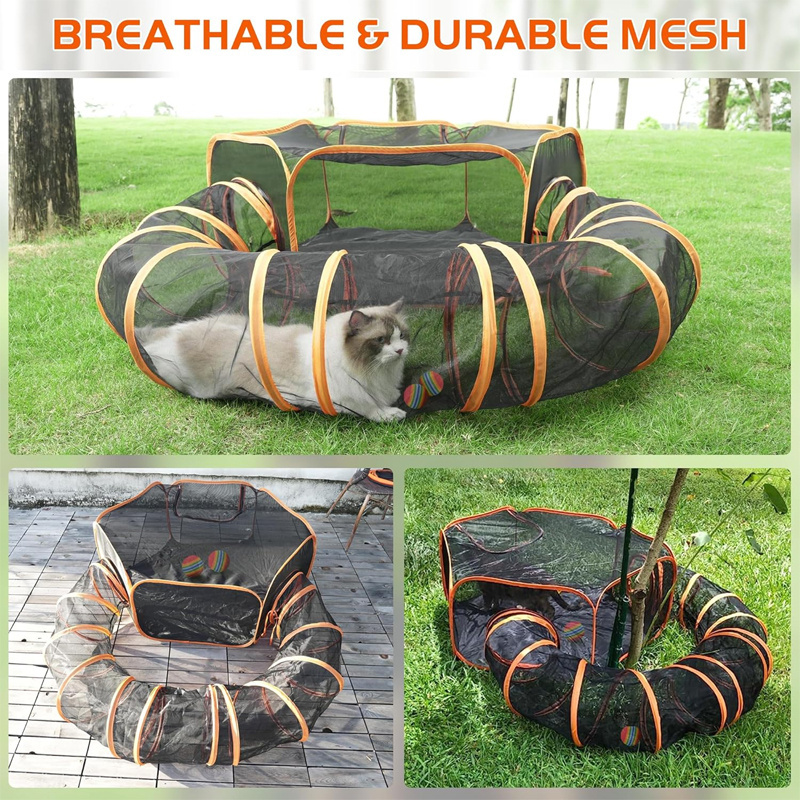 Factory wholesale indoor and outdoor pets 2-in-1 game tent foldable portable washable environmentally friendly pet tunnel