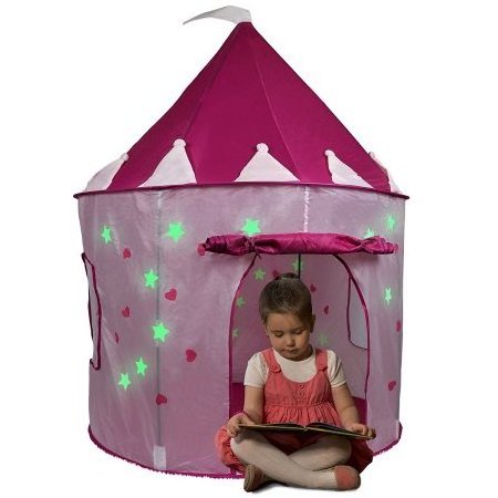 Fairy Play Girls Pink Princess Castle Play Tent Features Glow in the Dark Stars Stick