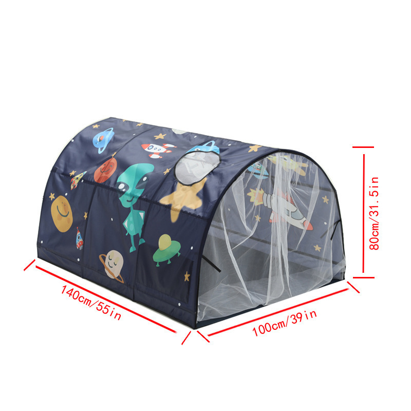 Galaxy Starry Sky Dream Bed Tents for Kids Portable Pop Up Baby Toddlers Playhouse with Double Net Curtain