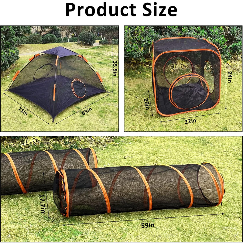 High appearance level composite collapsible 2-in-1 pet outdoor play tent with tunnel