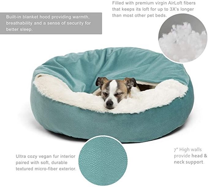 Luxury Orthopedic Dog and Cat Bed with Hooded Blanket for Warmth and Security