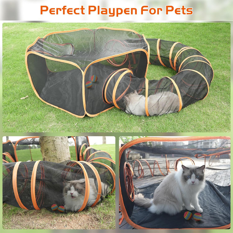 Factory wholesale indoor and outdoor pets 2-in-1 game tent foldable portable washable environmentally friendly pet tunnel