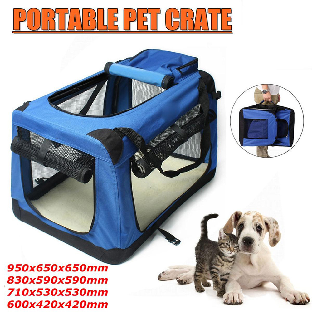 Soft Easy to Fold Foldable Comfy Dog Travel Crate Dog Carrier Carry Dog Crate Washable Fabric Cover for Indoor & Outdoor Use