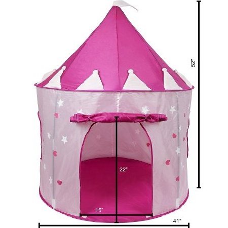 Fairy Play Girls Pink Princess Castle Play Tent Features Glow in the Dark Stars Stick