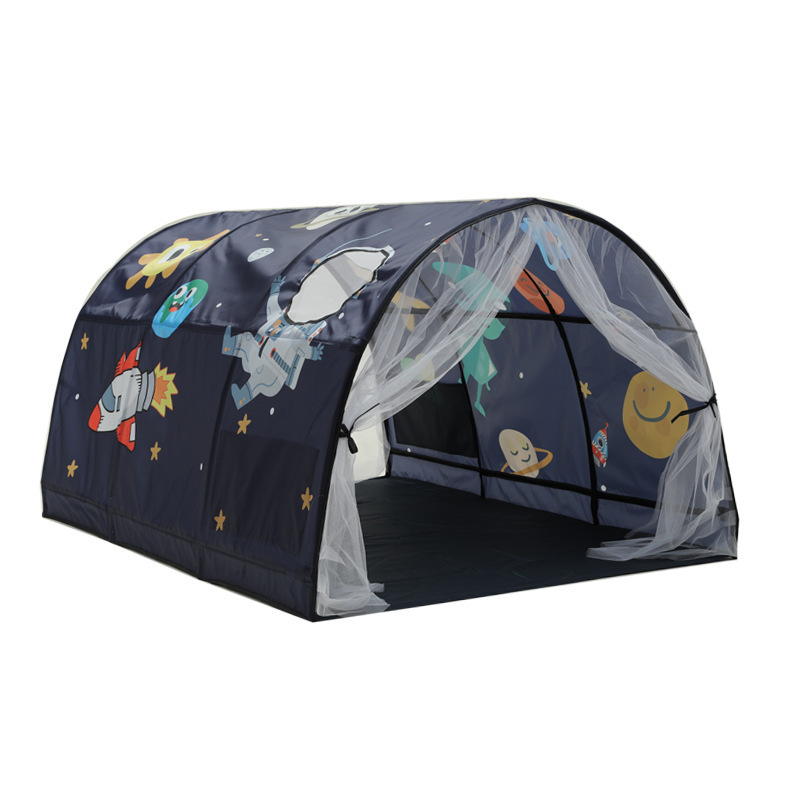 Galaxy Starry Sky Dream Bed Tents for Kids Portable Pop Up Baby Toddlers Playhouse with Double Net Curtain