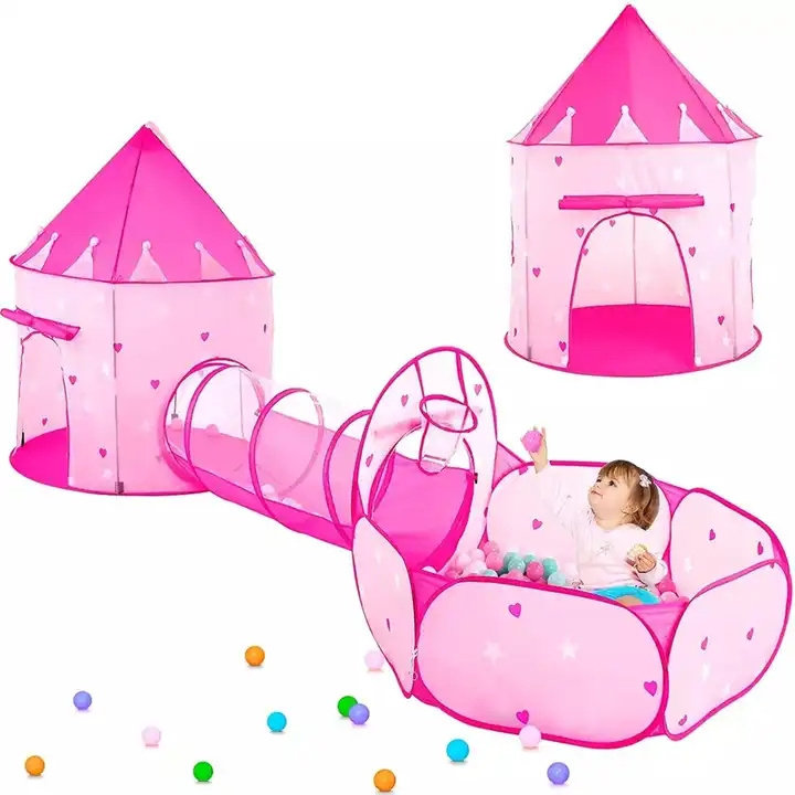 Princess Tent with Tunnel for Girls Play Tent Castle w Glow in the Dark Stars