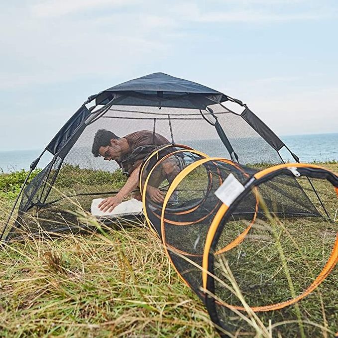 Easy Installation Mesh Cat Play Tent for Indoor Cat with Rainfly and Two Entrance Zipper