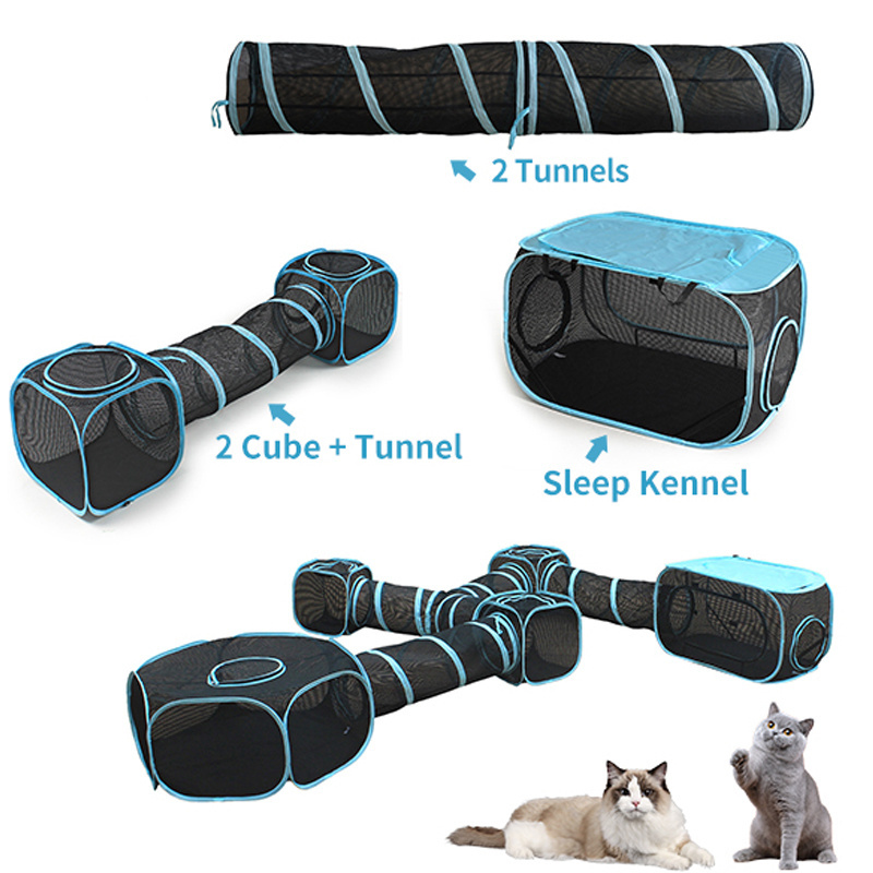 4-in-1 Outdoor Pop up Pet Tent Indoor Cats Outdoor Cat Enclosures and easy folding Cat Tunnels