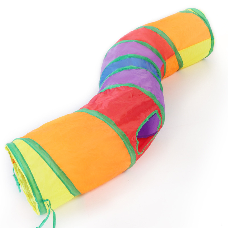 Pet products Folding Rainbow Cat Tunnel Set Channel Wholesale Cat Interactive Toys Tube Tunnel For Indoor Cats